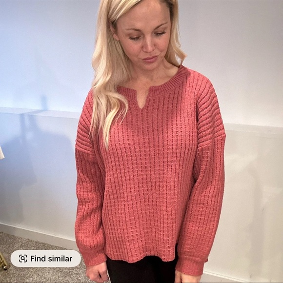 Women's Ribbed Knit Sweater - Pink - Picture 1 of 1